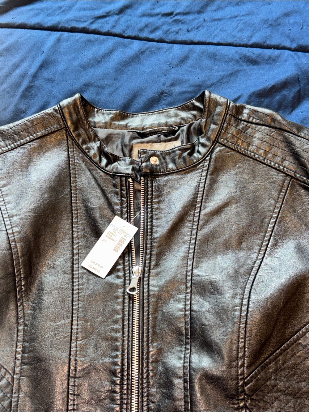 Maurices Black Faux Leather Jacket Plus Size Women’s 2X NEW - Picture 7 of 16
